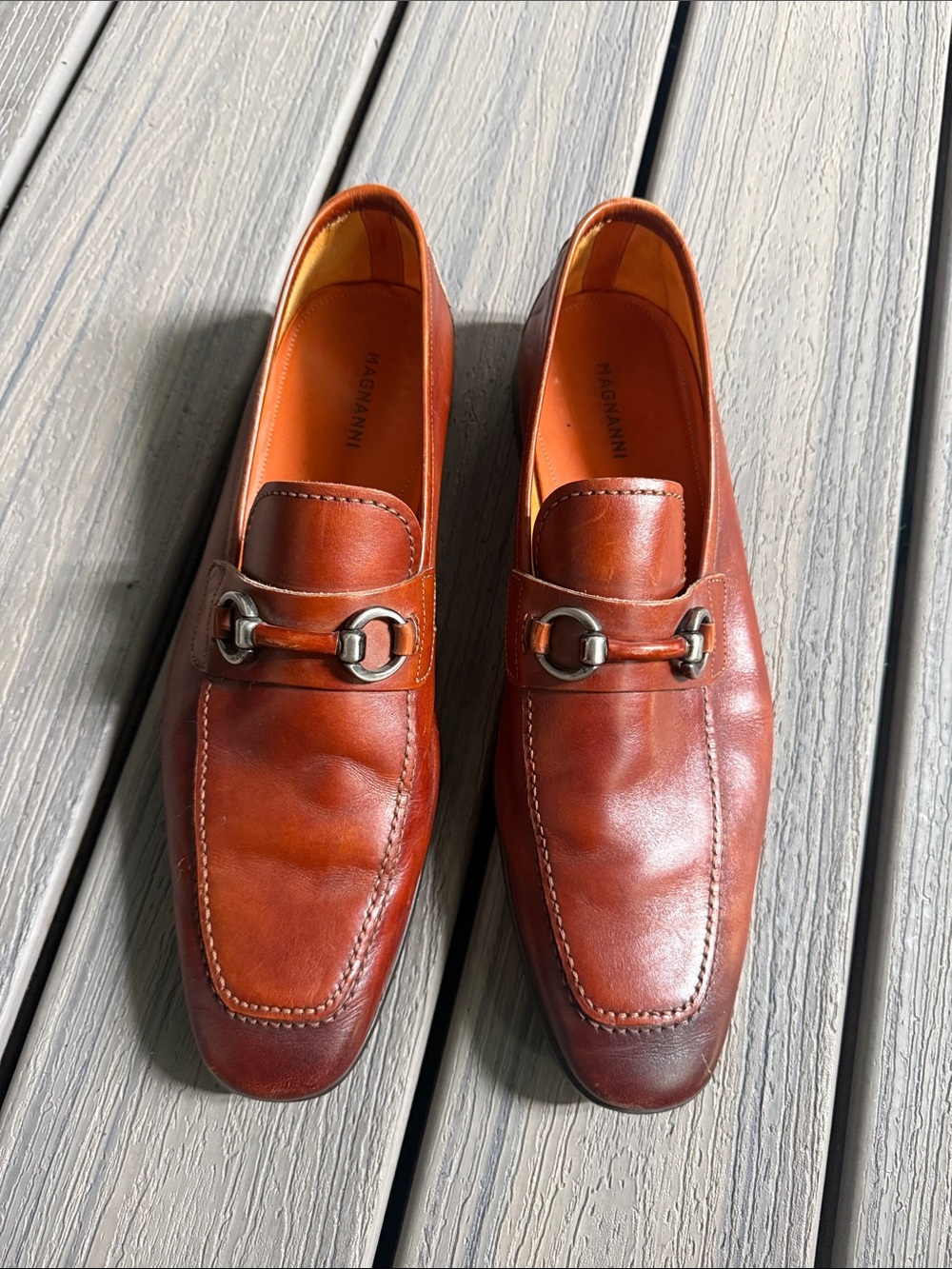 Magnanni Men's Brown Leather Horsebit Loafers Size 10.5 GUC